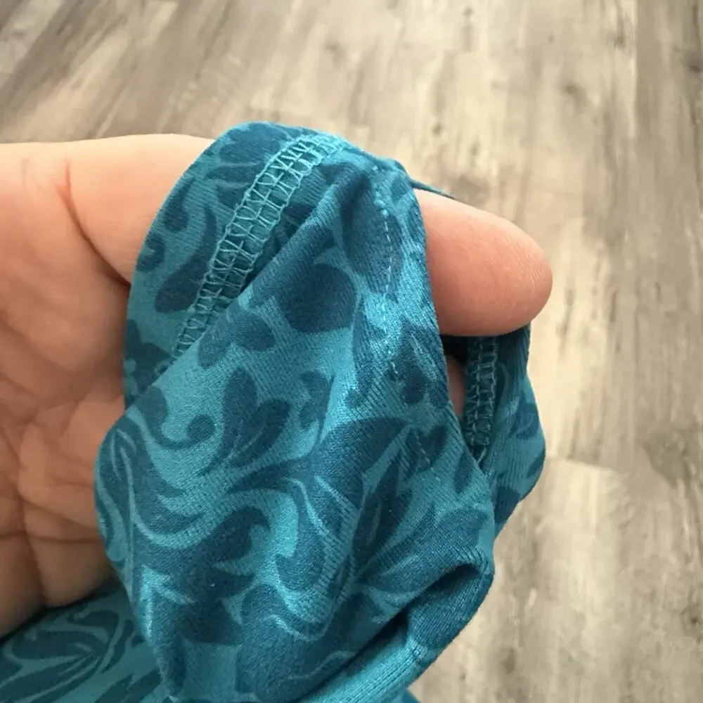 Eddie Bauer 1/4 Zip Pullover Womens Medium Teal Floral Top Activewear Stretch - Picture 7 of 9